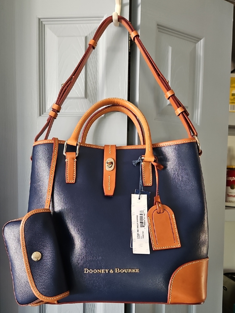 Dooney & Bourke Navy Leather Shelby Shopper With Accessories